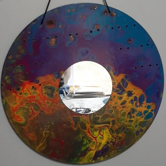 Hand Crafted Earring Jewelry Holder Painted Necklaces Vinyl Record Upcycle Wall - Picture 11 of 15